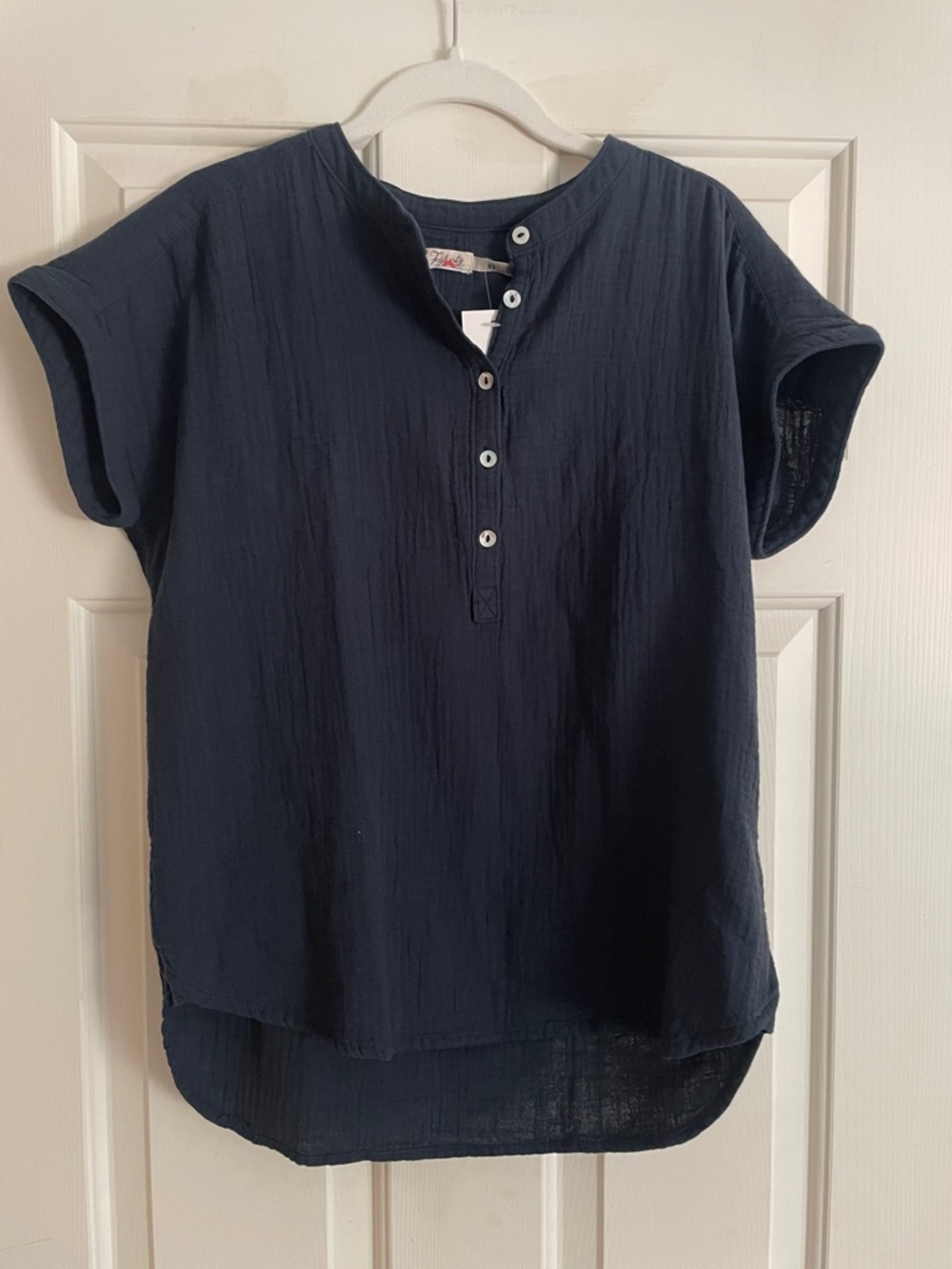 New with tags Navy Short Sleeve Henley Top